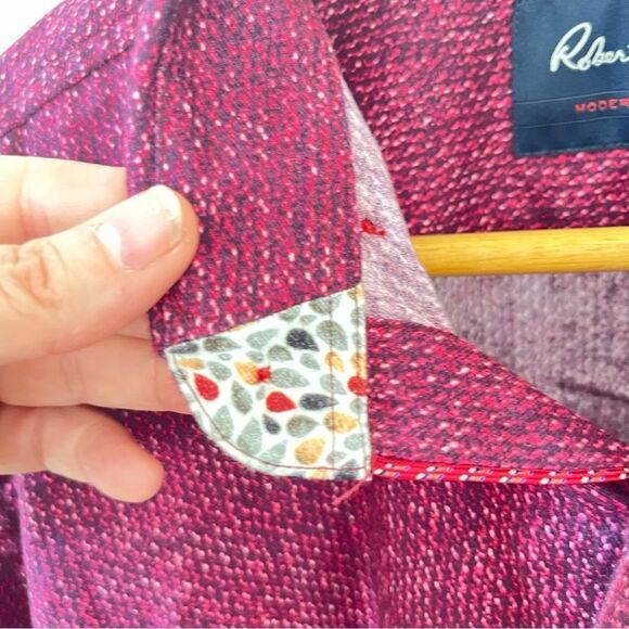 Robert Graham Dark Red Modern American Pattern 100% Cotton Stretch Dress Shirt - Picture 4 of 10
